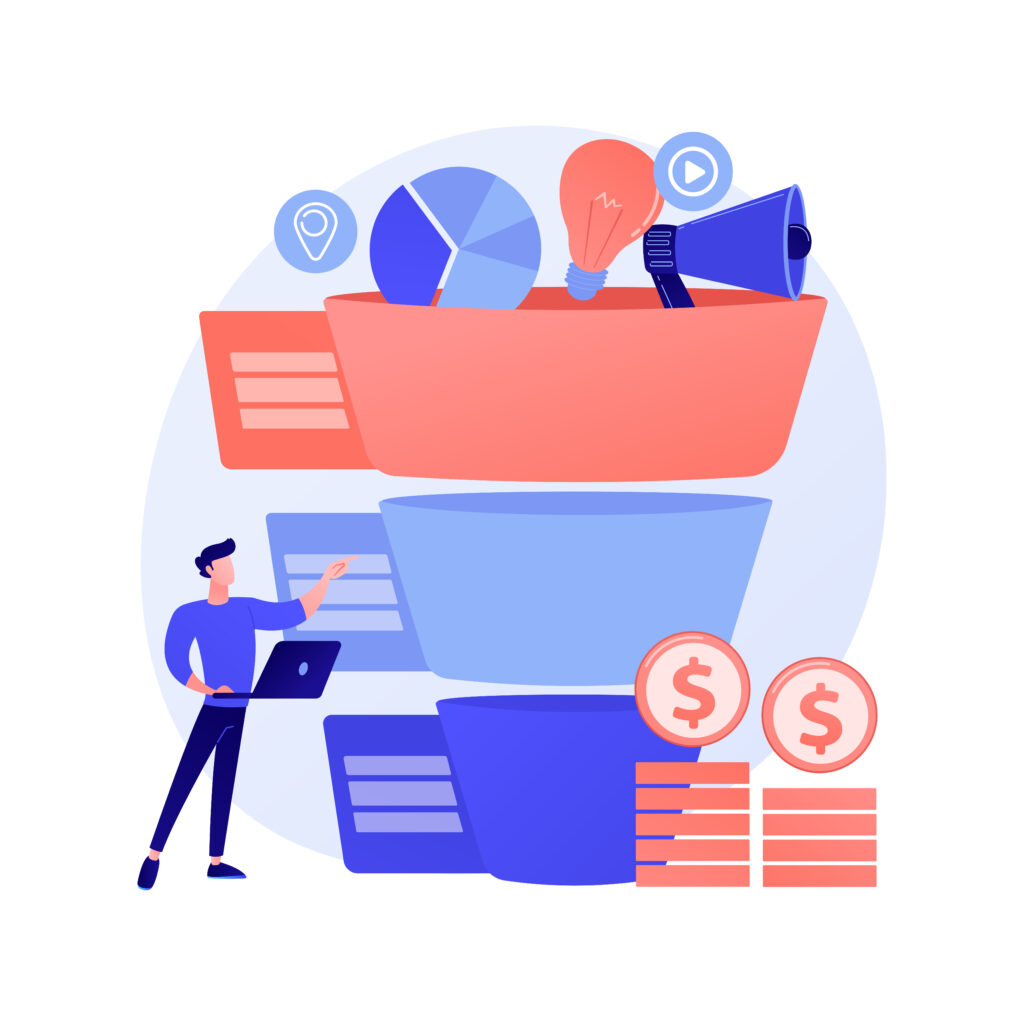 Sales pipeline management abstract concept vector illustration.